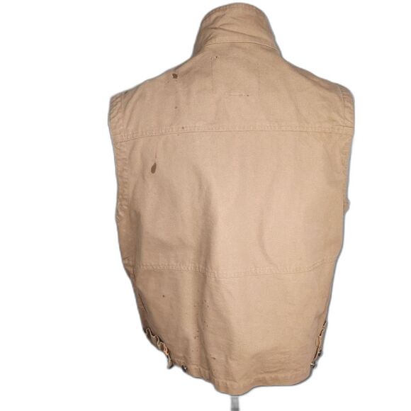 CAT Men's Tan Canvas Utility Vest Caterpillar Size L - Picture 3 of 8